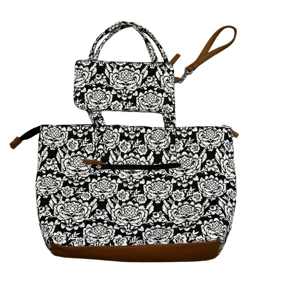 New Stone Mountain Purse Wristlet Black White Quilted Handbag Shoulder Bag - Picture 5 of 12